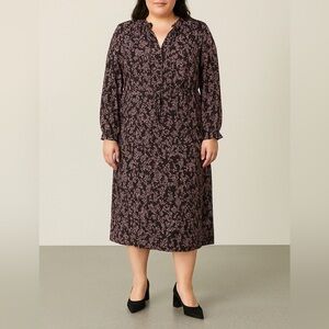 Rag & Bone Purple Floral Multi Fields‎ Printed Midi Dress